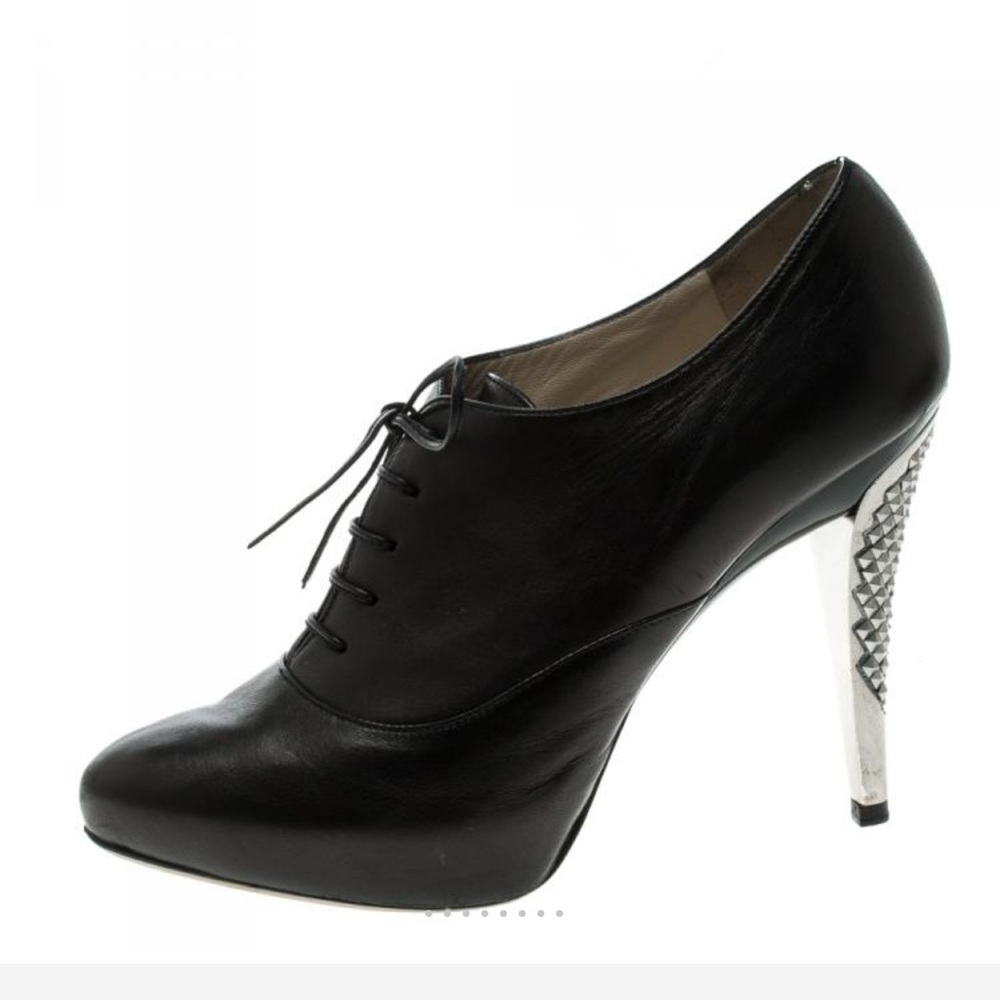 Jimmy Choo Black Leather Lace Up Ankle Boots Size 38